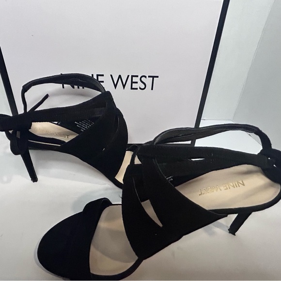 Nine West Sexy Black Suede Ankle tie Heels - Picture 9 of 14